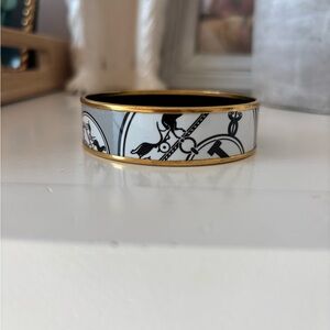 Hermes Gold and Black Enamel Bangle